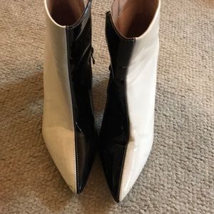 Two toned black and white booties